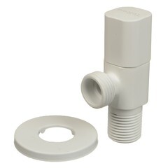 Кран латунный Terma 1/2 НР(ш) х 1/2 НР(ш) для подключения бытовой техники белый вентиль угловой (26218) - фото 3