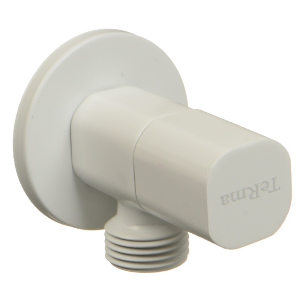 

Кран латунный Terma 1/2 НР(ш) х 1/2 НР(ш) для подключения бытовой техники белый вентиль угловой (26218)