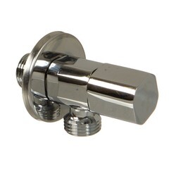 Изображение товара Кран латунный Terma 1/2 НР(ш) х 1/2 НР(ш) для подключения бытовой техники хром вентиль угловой (26216)