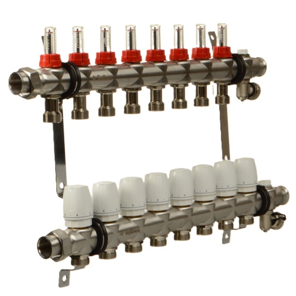 Изображение товара Коллекторная группа с расходомерами Terma 8 выходов 1 дюйм для отопления