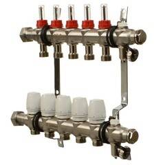 Коллекторная группа с расходомерами Terma 1 ВР(г) х 5 выходов 3/4 НР(ш) ЕК х 1 ВР(г) - фото 1