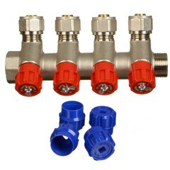 Коллектор Terma 3/4 ВР(г) х 4 выхода 16 обж(ц) х 3/4 НР(ш) регулируемый (89366) - фото 6