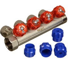 Изображение товара Коллектор Terma 1 ВР(г) х 4 выхода 16 обж(ц) х 1 НР(ш) регулируемый (89378)