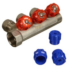 Изображение товара Коллектор Terma 1 ВР(г) х 3 выхода 16 обж(ц) х 1 НР(ш) регулируемый (89377)