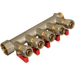 Коллектор Terma 3/4 ВР(г) х 5 выходов 16 обж(ц) х 3/4 НР(ш) с шаровыми кранами (35994) - фото 6
