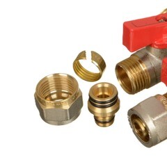 Коллектор Terma 3/4 ВР(г) х 2 выхода 16 обж(ц) х 3/4 НР(ш) с шаровыми кранами (35991) - фото 2