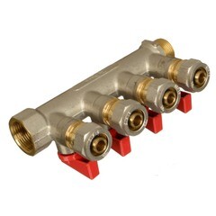 Коллектор Terma 3/4 ВР(г) х 4 выхода 16 обж(ц) х 3/4 НР(ш) с шаровыми кранами (35993) - фото 6