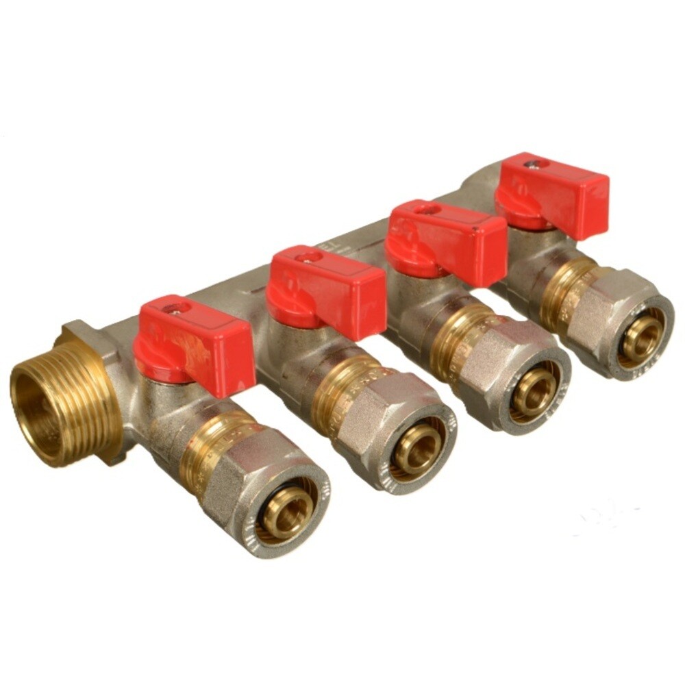 

Коллектор Terma 3/4 ВР(г) х 4 выхода 16 обж(ц) х 3/4 НР(ш) с шаровыми кранами (35993)