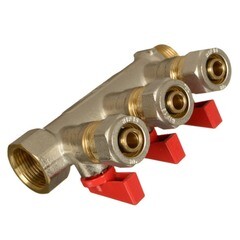 Коллектор Terma 3/4 ВР(г) х 3 выхода 16 обж(ц) х 3/4 НР(ш) с шаровыми кранами (35992) - фото 6