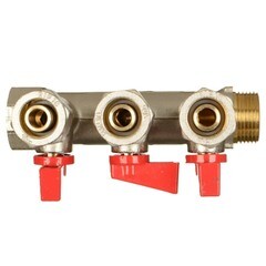 Коллектор Terma 3/4 ВР(г) х 3 выхода 16 обж(ц) х 3/4 НР(ш) с шаровыми кранами (35992) - фото 5