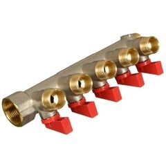 Коллектор Terma 3/4 ВР(г) х 5 выходов 1/2 НР(ш) х 3/4 НР(ш) с шаровыми кранами (41234) - фото 3