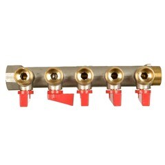 Коллектор Terma 3/4 ВР(г) х 5 выходов 1/2 НР(ш) х 3/4 НР(ш) с шаровыми кранами (41234) - фото 2