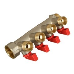 Коллектор Terma 3/4 ВР(г) х 4 выхода 1/2 НР(ш) х 3/4 НР(ш) с шаровыми кранами (41233) - фото 3