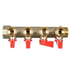 Коллектор Terma 3/4 ВР(г) х 4 выхода 1/2 НР(ш) х 3/4 НР(ш) с шаровыми кранами (41233) - фото 2