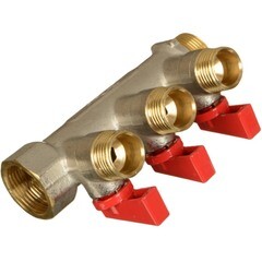 Коллектор Terma 3/4 ВР(г) х 3 выхода 1/2 НР(ш) х 3/4 НР(ш) с шаровыми кранами (41232) - фото 3