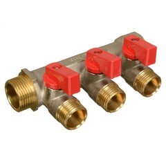 Коллектор Terma 3/4 ВР(г) х 3 выхода 1/2 НР(ш) х 3/4 НР(ш) с шаровыми кранами (41232) - фото 1