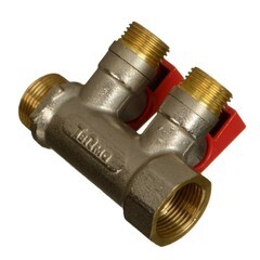 Коллектор Terma 3/4 ВР(г) х 2 выхода 1/2 НР(ш) х 3/4 НР(ш) с шаровыми кранами (41231) - фото 3