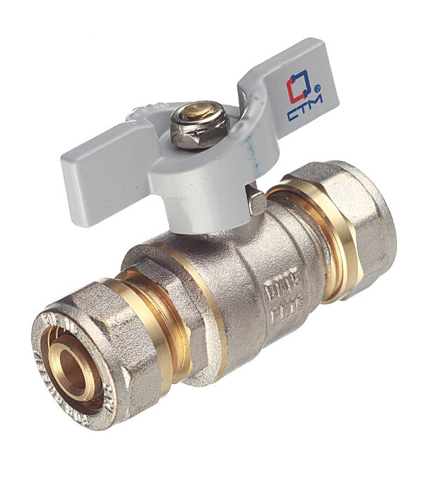 Изображение товара Латунный кран шаровой СТМ 16 обж(ц) х 16 обж(ц) для металлопластиковых труб бабочка