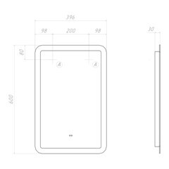Зеркало с подсветкой прямоугольное 39,6х60 см бесконтактный сенсор Vigo Wing Classic (079) - фото 2