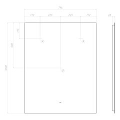 Зеркало с подсветкой прямоугольное 80х100 см бесконтактный сенсор Vigo Quadro Comfort (145) - фото 2