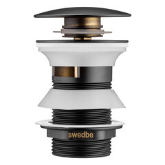 Донный клапан Swedbe клик-клак 1 1/4 с переливом черный матовый (0004)