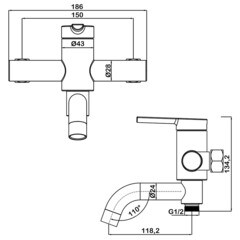 Смеситель для ванны Swedbe Diana черный однорычажный с коротким изливом без лейки (1030B) - фото 2