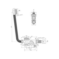 Сифон для ванны АНИ пласт 1 1/2х40 мм регулируемый с выпуском d70 мм клик-клак с соединением 40/50 мм (EC255) - фото 2