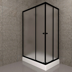 Душевой уголок Triton Вента-БВ черное 119х79х185 см прямоугольник стекло матовое 4 мм - фото 2