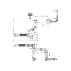 Сифон для двойной мойки АНИ пласт 3 1/2х40 мм со смещением с выпуском d115 мм с переливом с соединением 40 мм (LD0515SA15) - фото 6