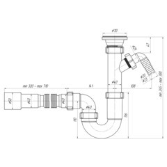 Сифон для раковины и мойки АНИ пласт 1 1/2х40 мм с выпуском d70 мм с соединением 40 мм (D1015) - фото 5