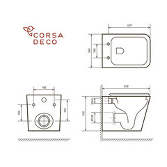 Комплект инсталляции Corsa Deco CX с унитазом Corsa Deco TX Tornado с кнопкой черной и сиденьем дюропласт микролифт - фото 4