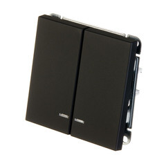 Выключатель Systeme Electric ArtGallery двухклавишный встраиваемый карбон с подсветкой (GAL001053) - фото 2