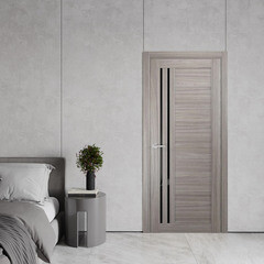 Дверь межкомнатная Квадро 20 600х2000 мм финишпленка дуб дымчатый со стеклом - фото 2