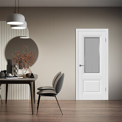 Дверь межкомнатная Барселона 2 700х2000 мм эмаль белая со стеклом с замком и петлями - фото 2