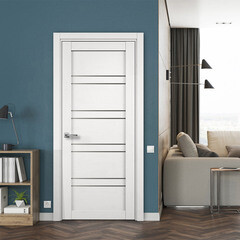 Дверь межкомнатная Соло 1 700х2000 мм ПВХ дуб шале белый со стеклом с замком - фото 2