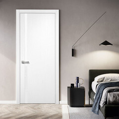 Дверь межкомнатная Бревик 02-1 800х2000 мм ПВХ дуб шале белый с декоративной вставкой с замком - фото 2