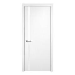Дверь межкомнатная Бревик 02-1 800х2000 мм ПВХ дуб шале белый с декоративной вставкой с замком - фото 1