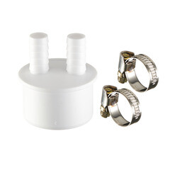 Переходник двойной для подключения сливного шланга ДТРД 14х50 мм с хомутами - фото 1