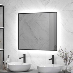 Зеркало с подсветкой прямоугольное 80х70 см в раме черной бесконтактный сенсор Continent Martina Led (ЗЛП4764) - фото 3