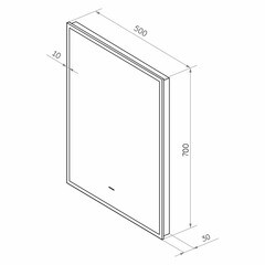 Зеркало с подсветкой прямоугольное 50х70 см в раме черной бесконтактный сенсор Continent Martina Led (ЗЛП4762) - фото 2
