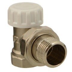 Изображение товара Клапан запорный угловой Terma 1/2 НР(ш) х 1/2 ВР(г) для радиатора (26241)