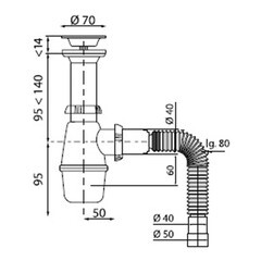 Сифон для раковины и мойки Wirquin Pro Tour Eiffel 1 1/2х40 мм с выпуском d70 мм с соединением 40/50 мм (30718763) - фото 5