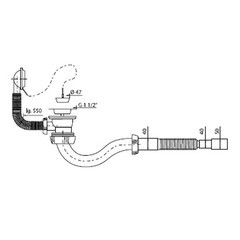 Сифон для ванны Wirquin Pro 1 1/2х40 мм с выпуском d70 мм с переливом с соединением 40/50 мм (30718060) - фото 6