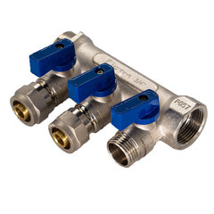 Коллектор 3/4 ВР(г) х 3 выхода 16 обж(ц) х 3/4 НР(ш) с шаровыми кранами (C3MP3416/10603) - фото 4