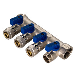 Коллектор 3/4 ВР(г) х 4 выхода 16 обж(ц) х 3/4 НР(ш) с шаровыми кранами (C4MP3416/10610) - фото 4