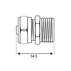 Соединитель прямой 16 обж(ц) х 1/2 НР(ш) - фото 2