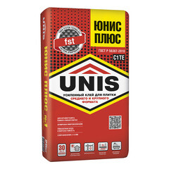 Изображение товара Клей для плитки/ керамогранита/ камня Unis Плюс класс C1 TE 25 кг