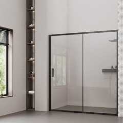Душевая дверь Ulitka Safari стекло прозрачное 180х195 см профиль черный 6 мм раздвижная (74104459) - фото 3