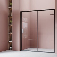 Душевая дверь Ulitka Safari стекло прозрачное 160х195 см профиль черный 6 мм раздвижная (74104229) - фото 3