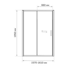 Душевая дверь Ulitka Safari стекло прозрачное 160х195 см профиль черный 6 мм раздвижная (74104229) - фото 2